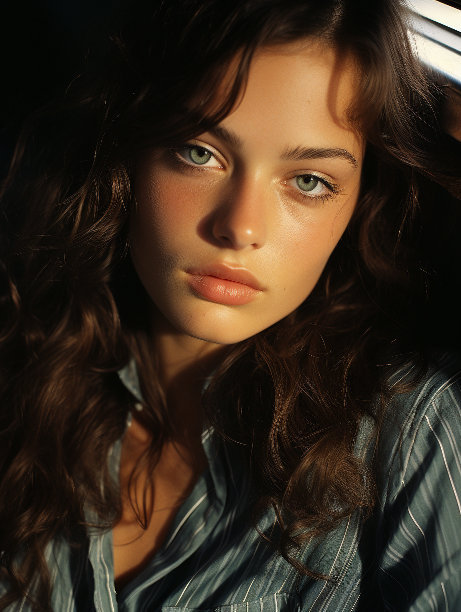 Young Woman with Green Eyes and Freckles on a Boat