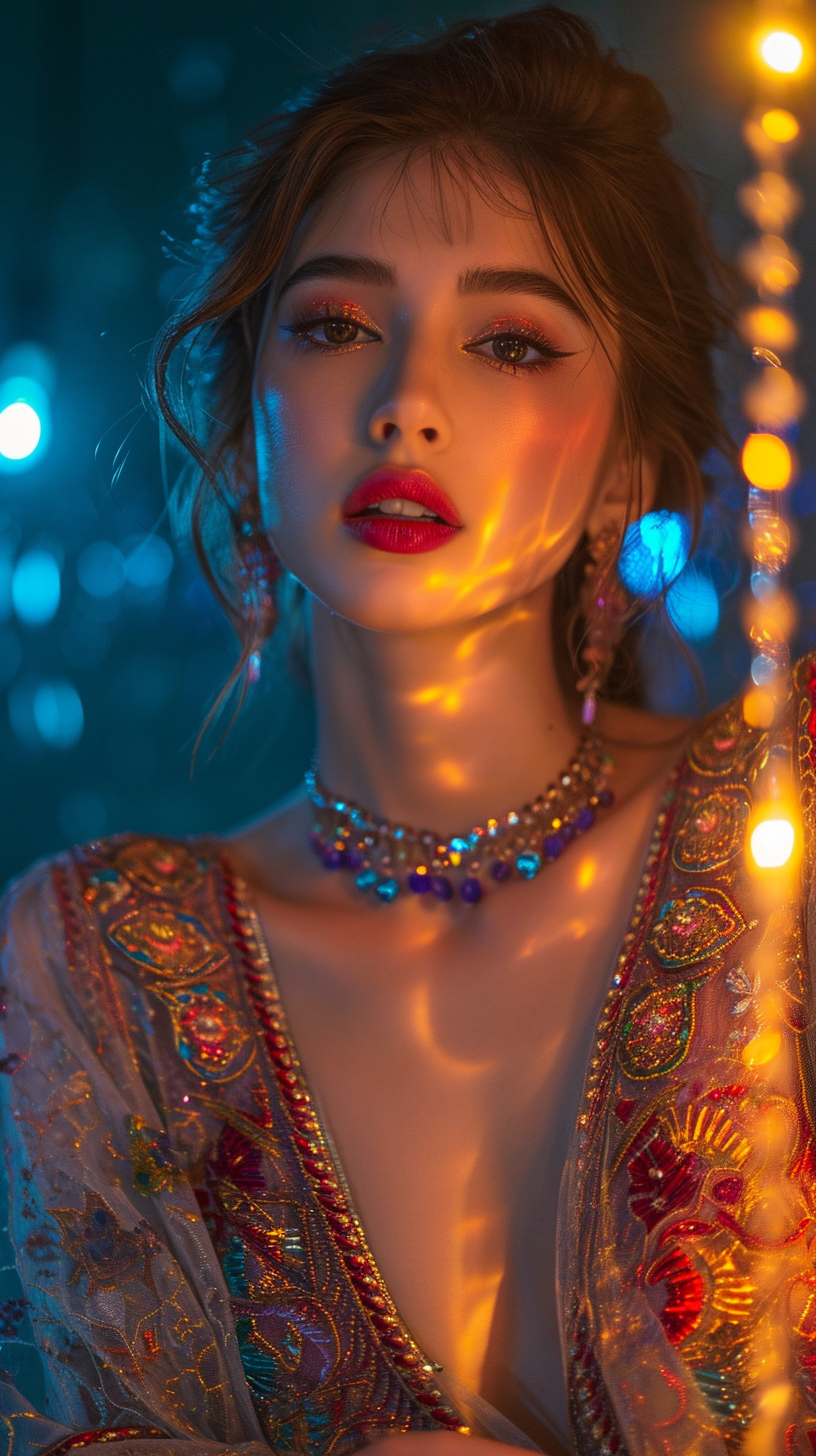 Beautiful woman in Indian ethnic wear inspired by Gucci