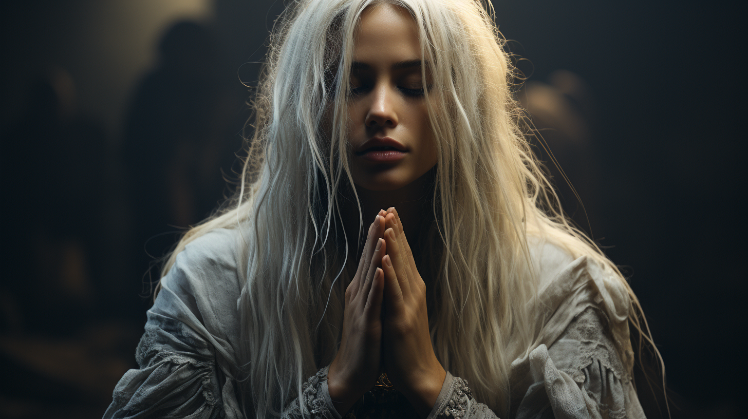 Woman with closed eyes in prayer