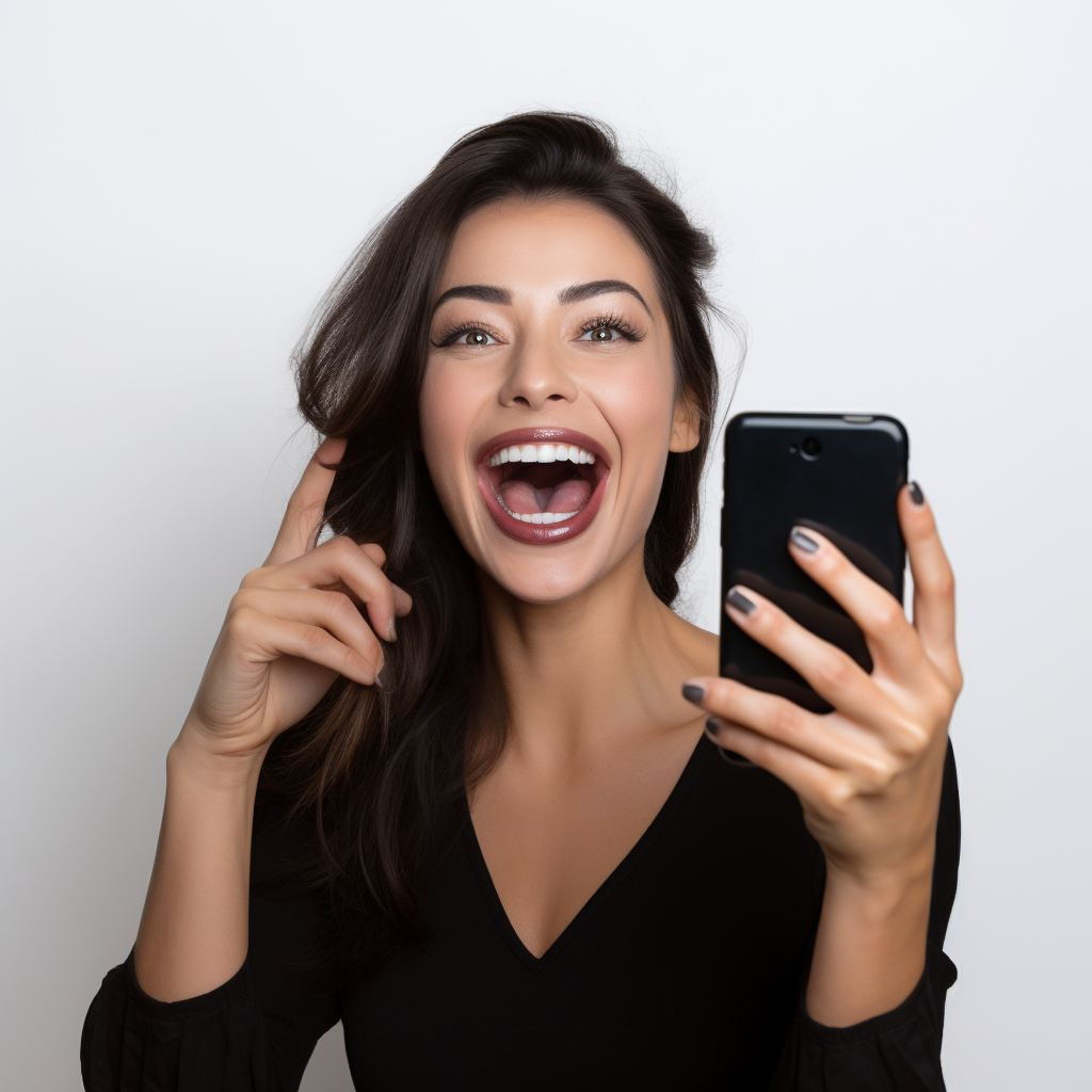 Smiling woman taking a selfie with her mobile phone