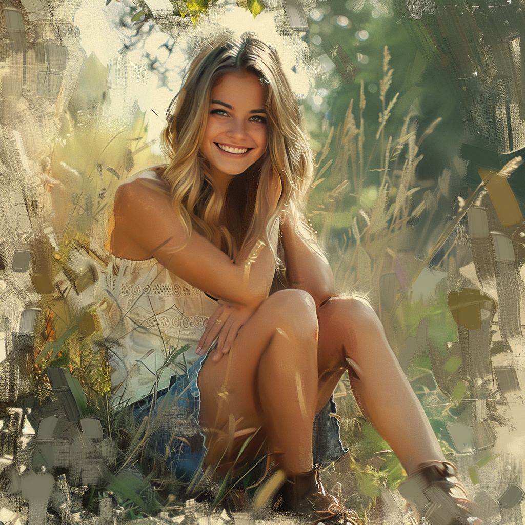 Woman sitting in nature smiling