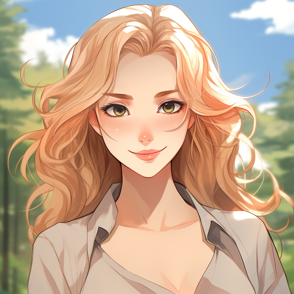 Beautiful Woman Smiling Anime Art