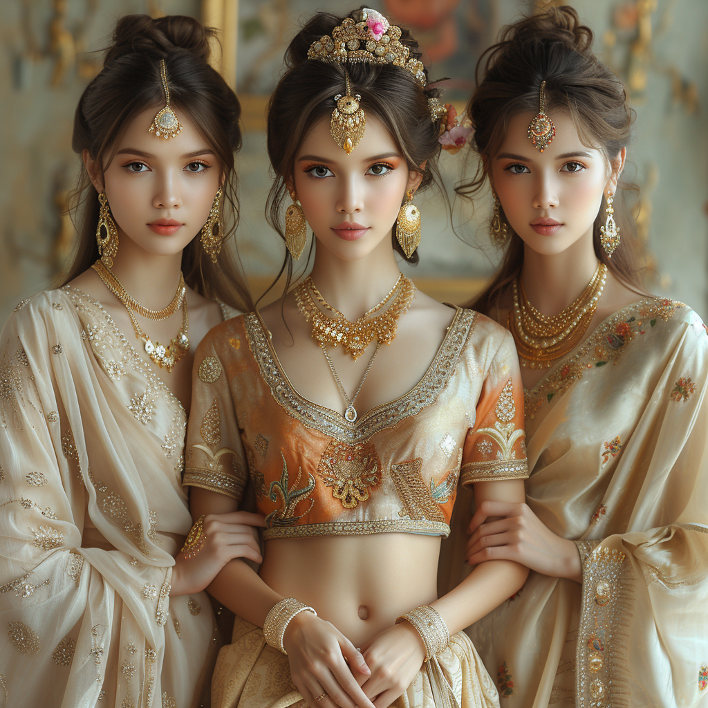 Women in Thai Traditional Clothes in Ayothaya City