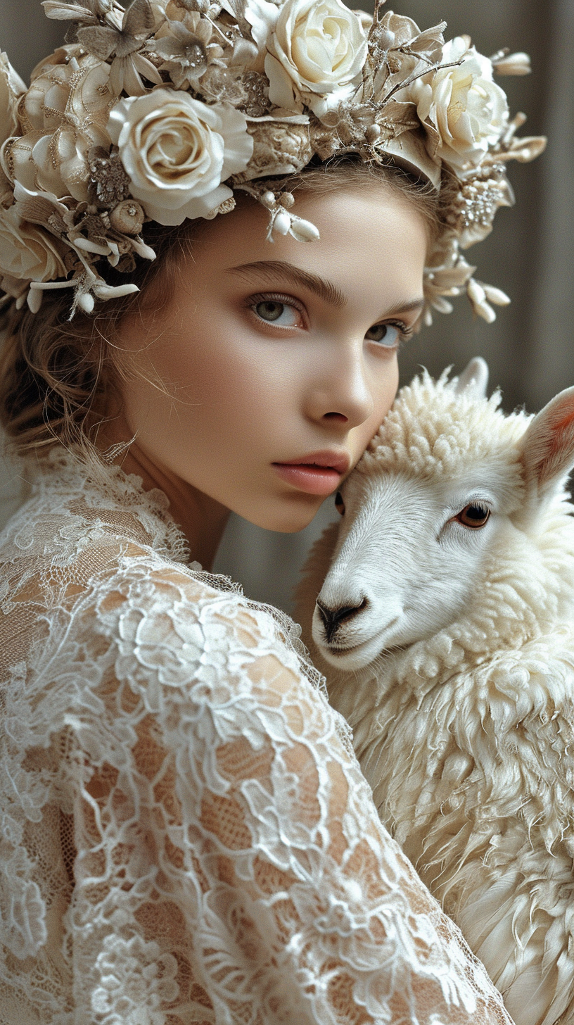 Beautiful women with animals photo