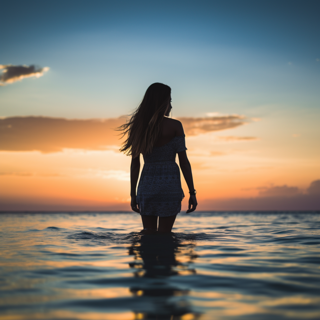 Women in Ocean Sunset