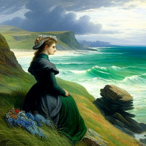 Breathtaking coastal painting Millais style