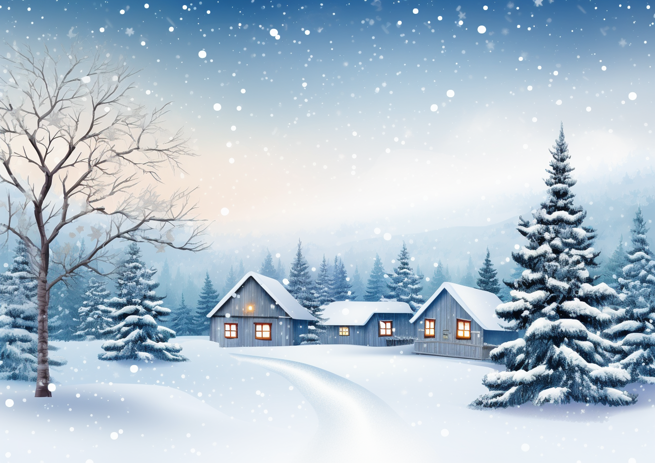 Winter scene for holiday card