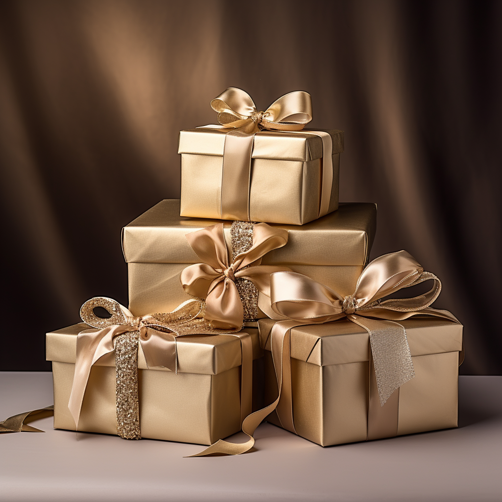 Gift box with golden bow