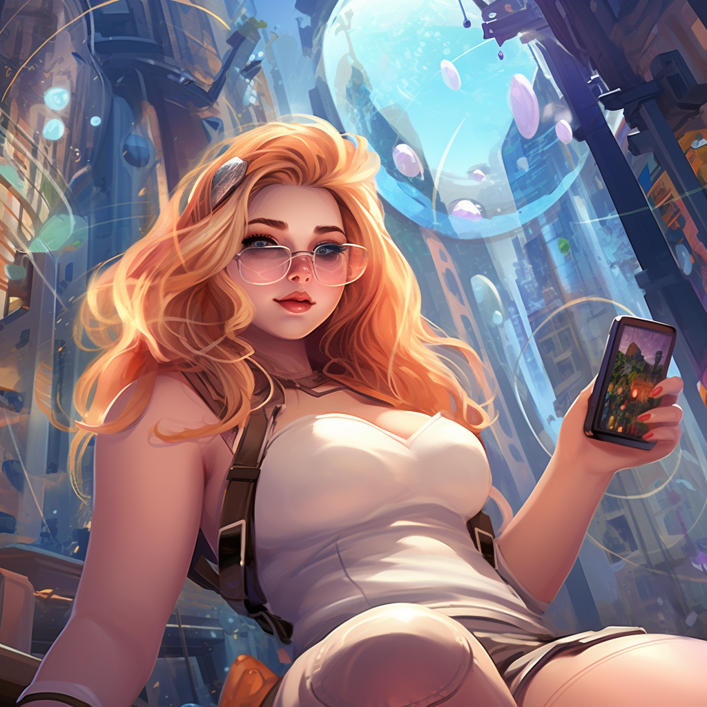 Beautiful Chubby Girl in Futuristic City