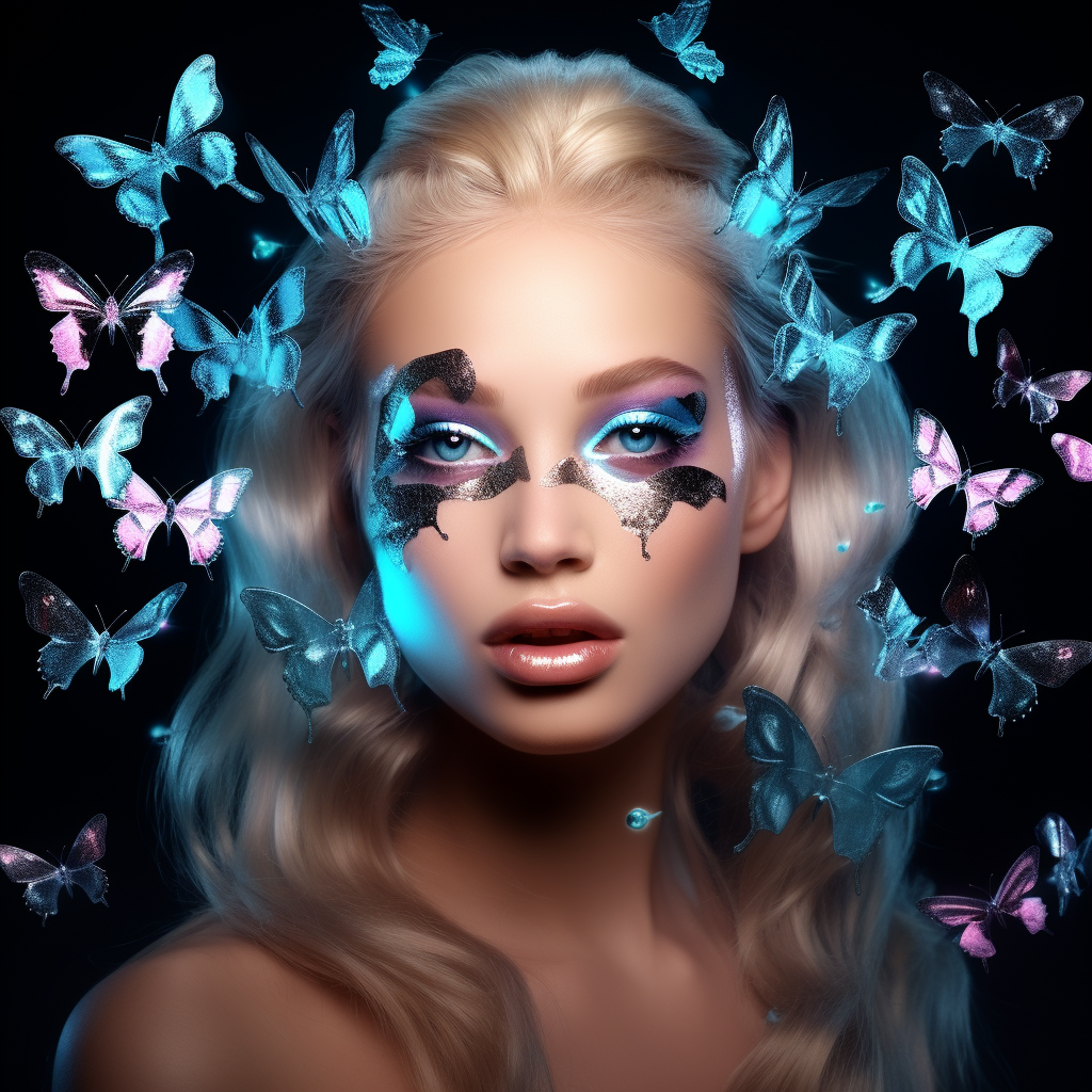 Beauty Makeup Glamour Butterfly Doll Hair Neon