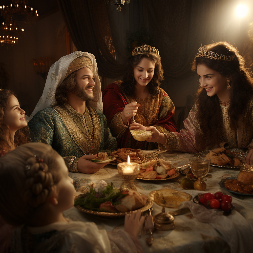 Family enjoying a delicious stew together