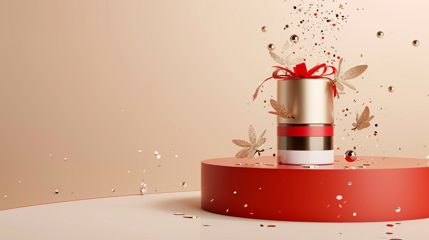 Floating gift box and cylindrical beauty product with fairies