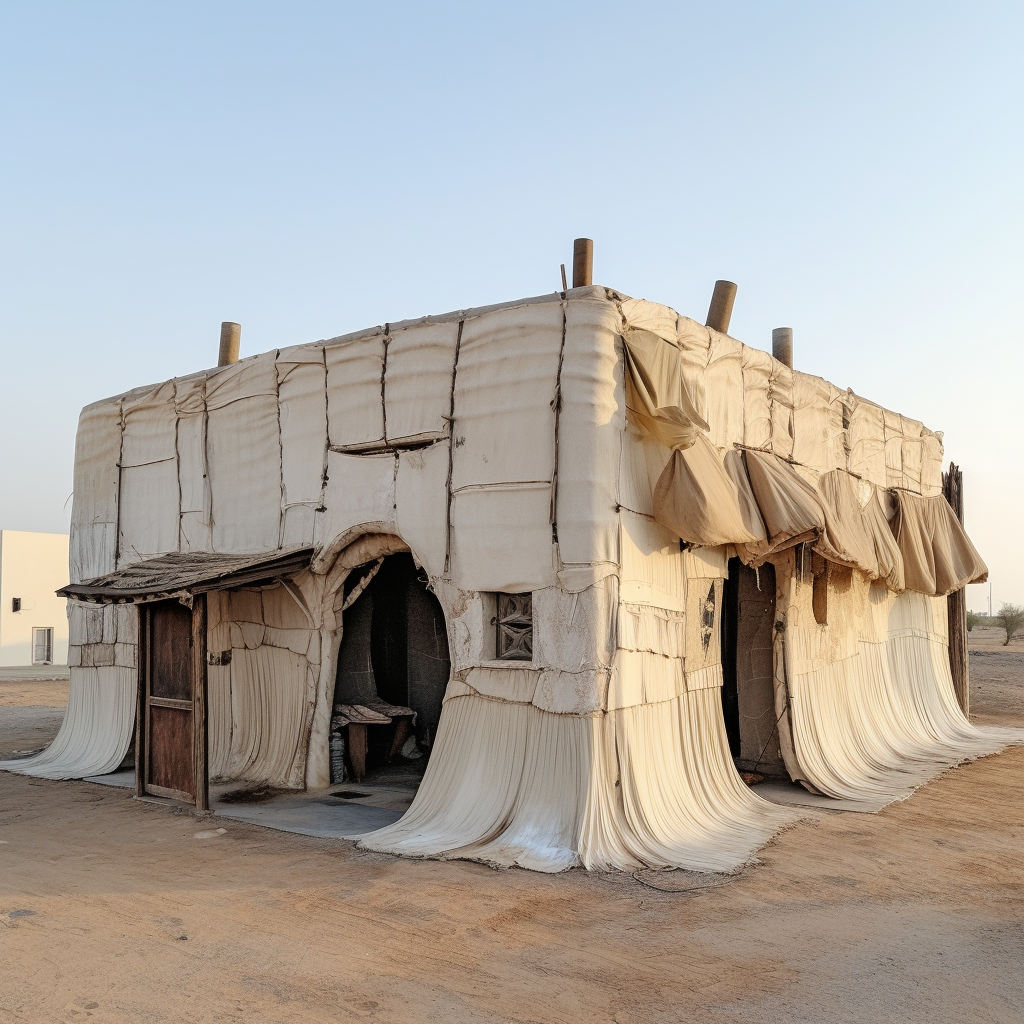 Front view of a bedouin building at Sharjah Exploration Center