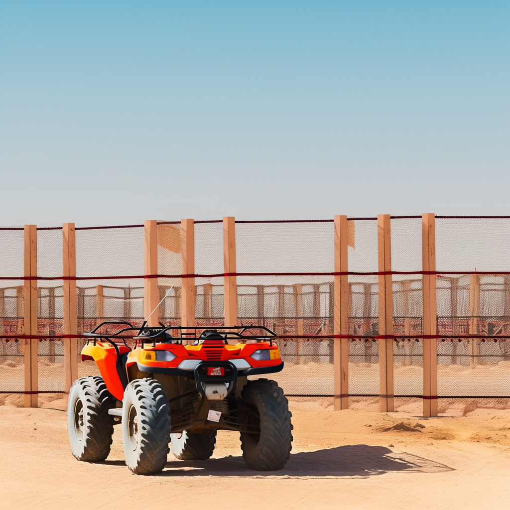 Bedouins riding ATVs at border fence