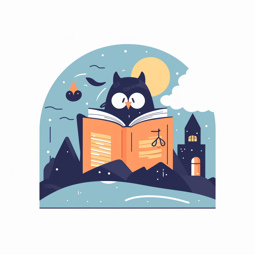 Flat simple logo for bedtime story book