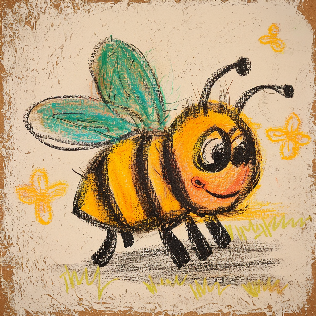 Child's bad bee drawing style