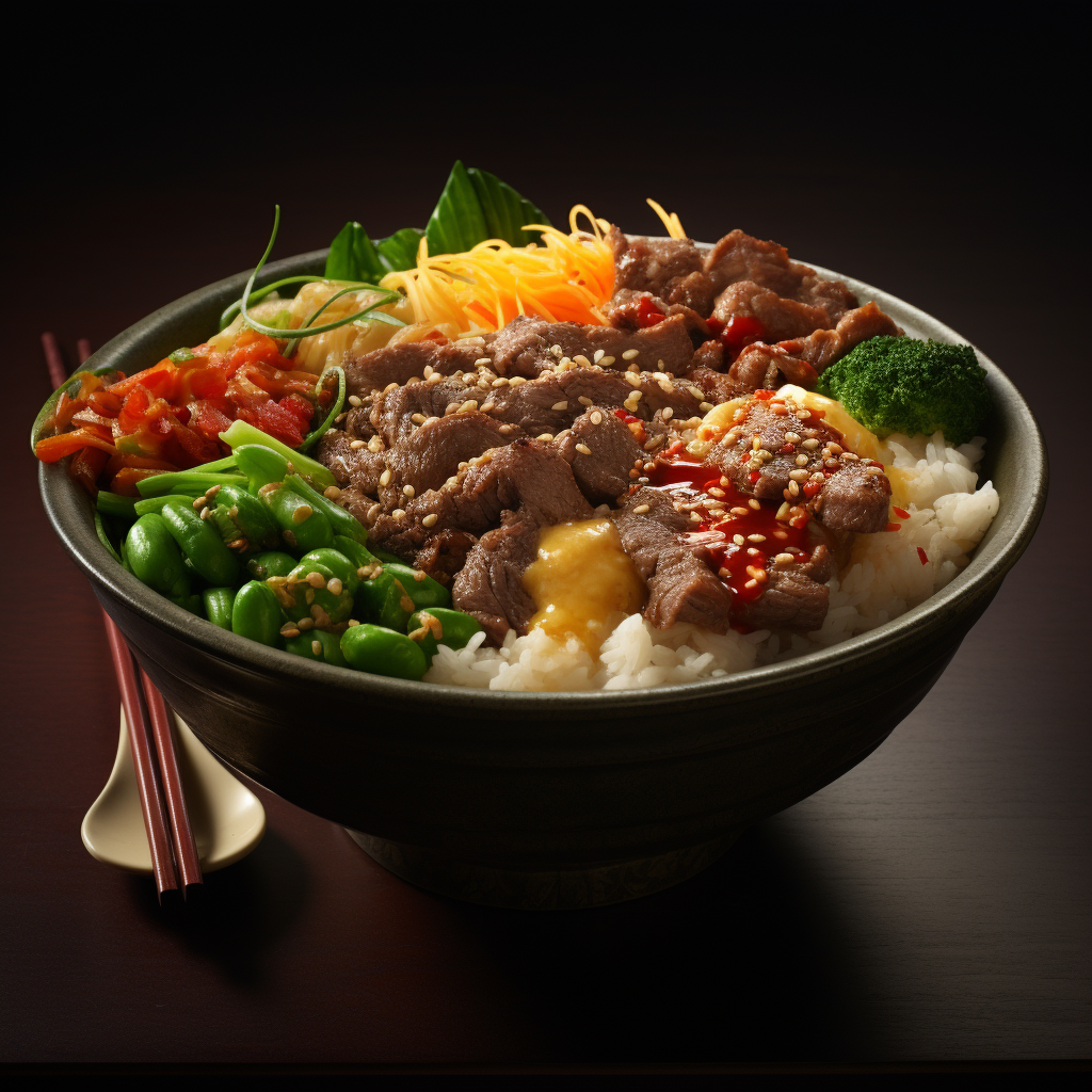 Tasty beef bowl recipe image