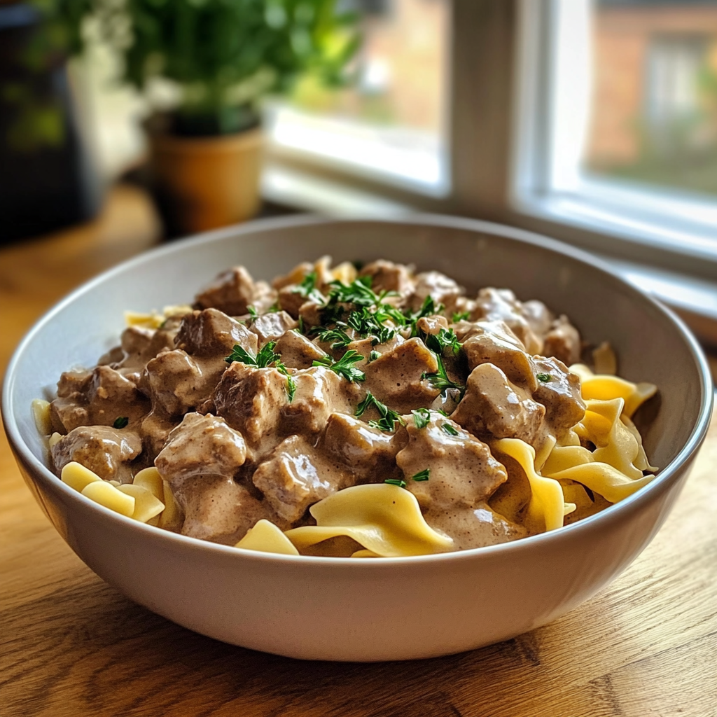 Beef Stroganoff Egg Noodles Kitchen Photo