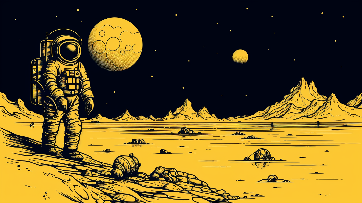 Beekeeper astronaut tending hive on the moon