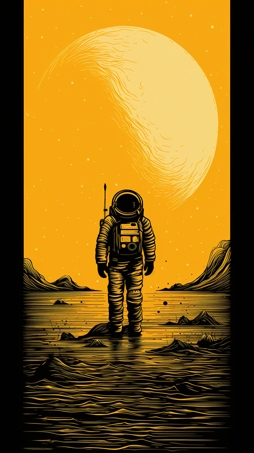 Beekeeper Astronaut Hive Moon Line Art