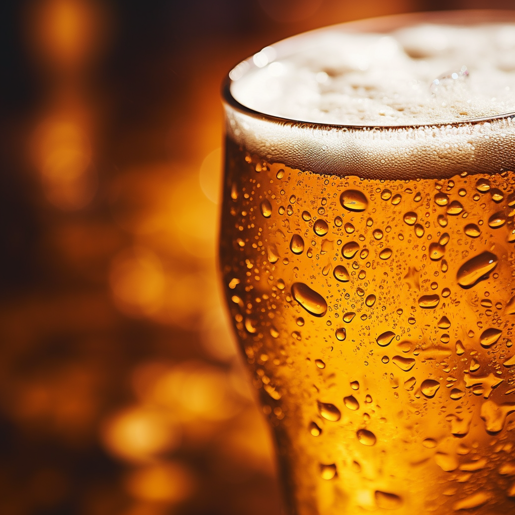 Closeup of Beer on Bar Counter