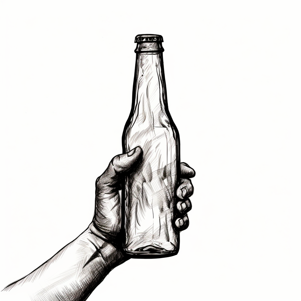 Hand-drawn black sharpie beer bottle