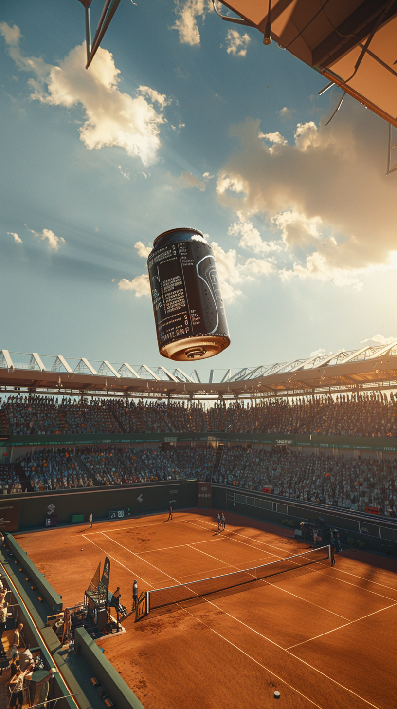 Large beer can hovering court