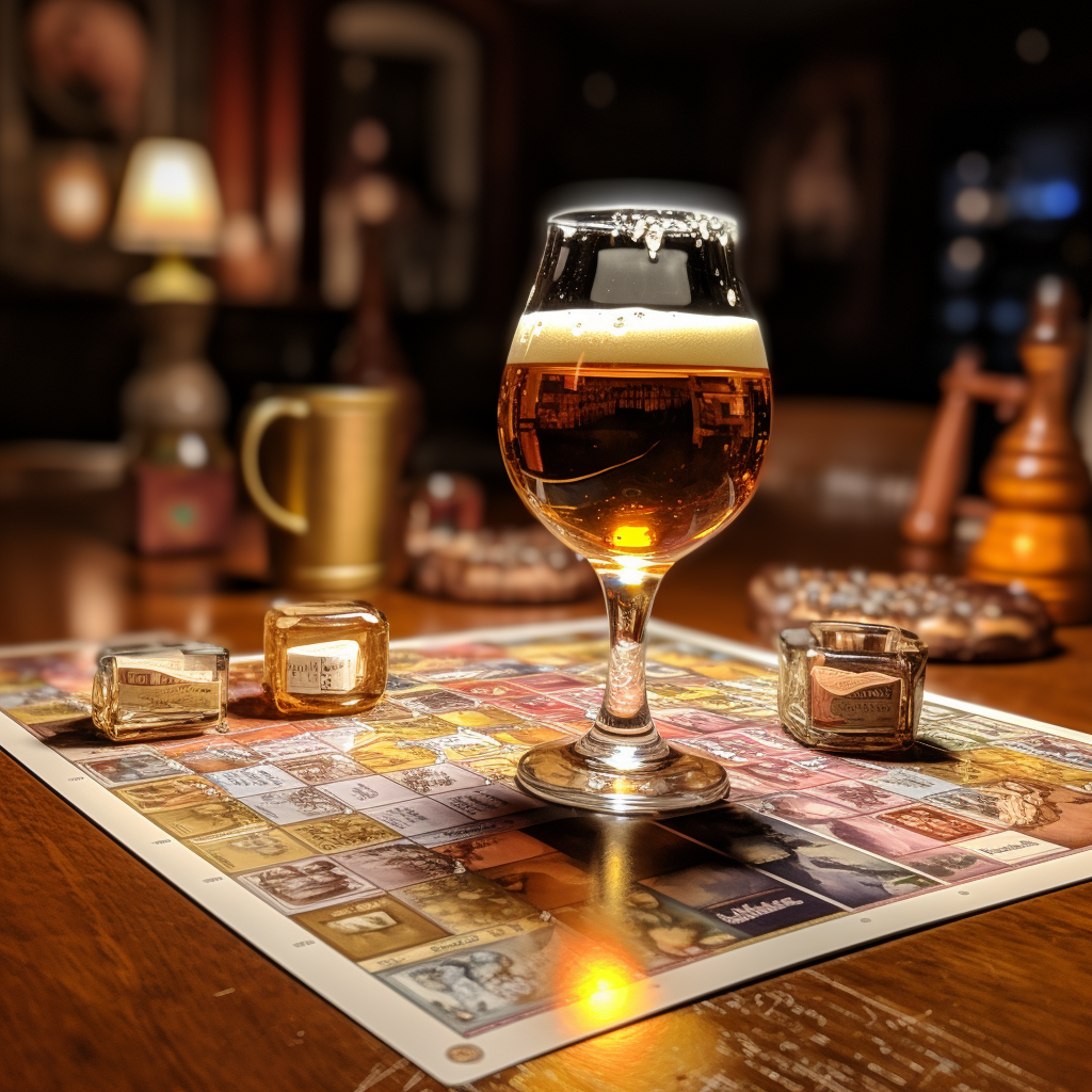 Beer glass with cover and board game