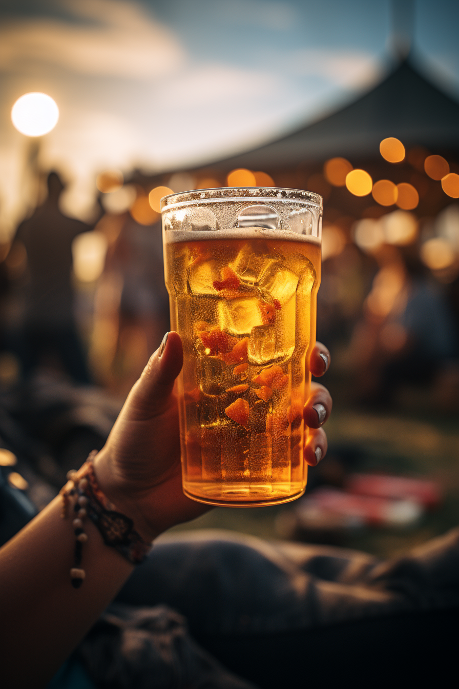 Beer glass at a Tailgate Party