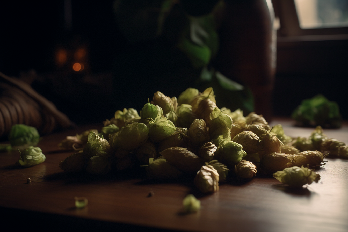 Close-up shot of beer ingredients