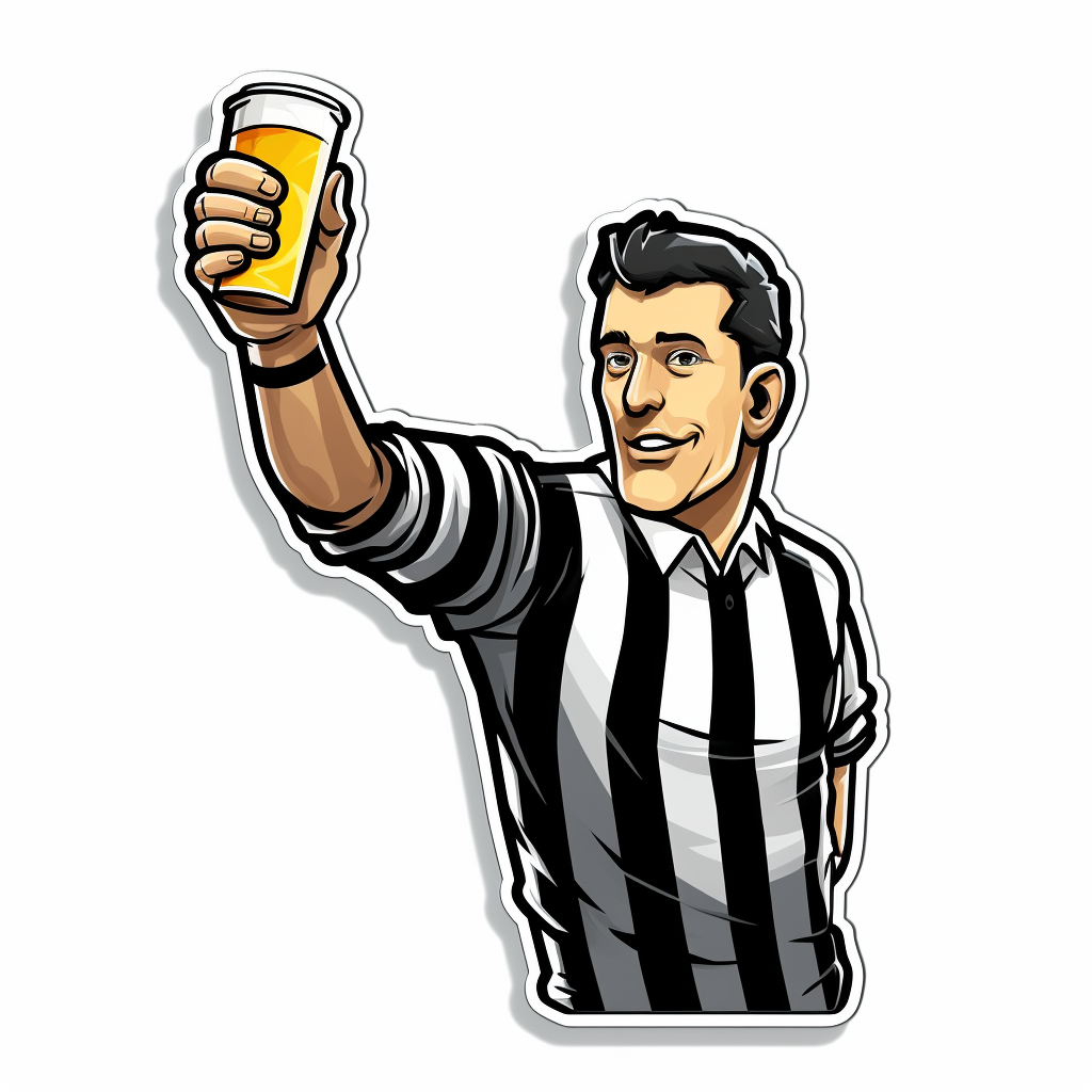 Cartoon-style minimalistic beer referee sticker