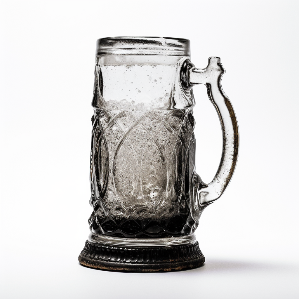 Antique beer stein glass on white background