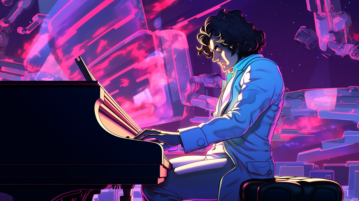 Beethoven playing piano in disco