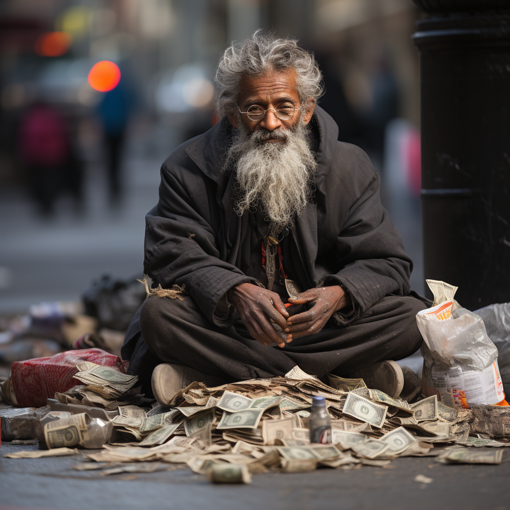 A man begging for money