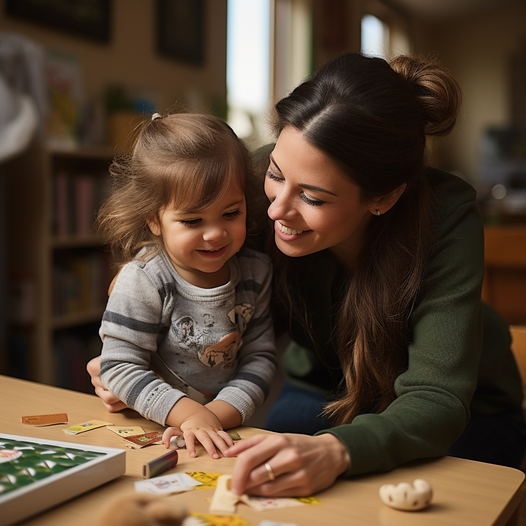 Registered Behavior Technician guiding child in learning