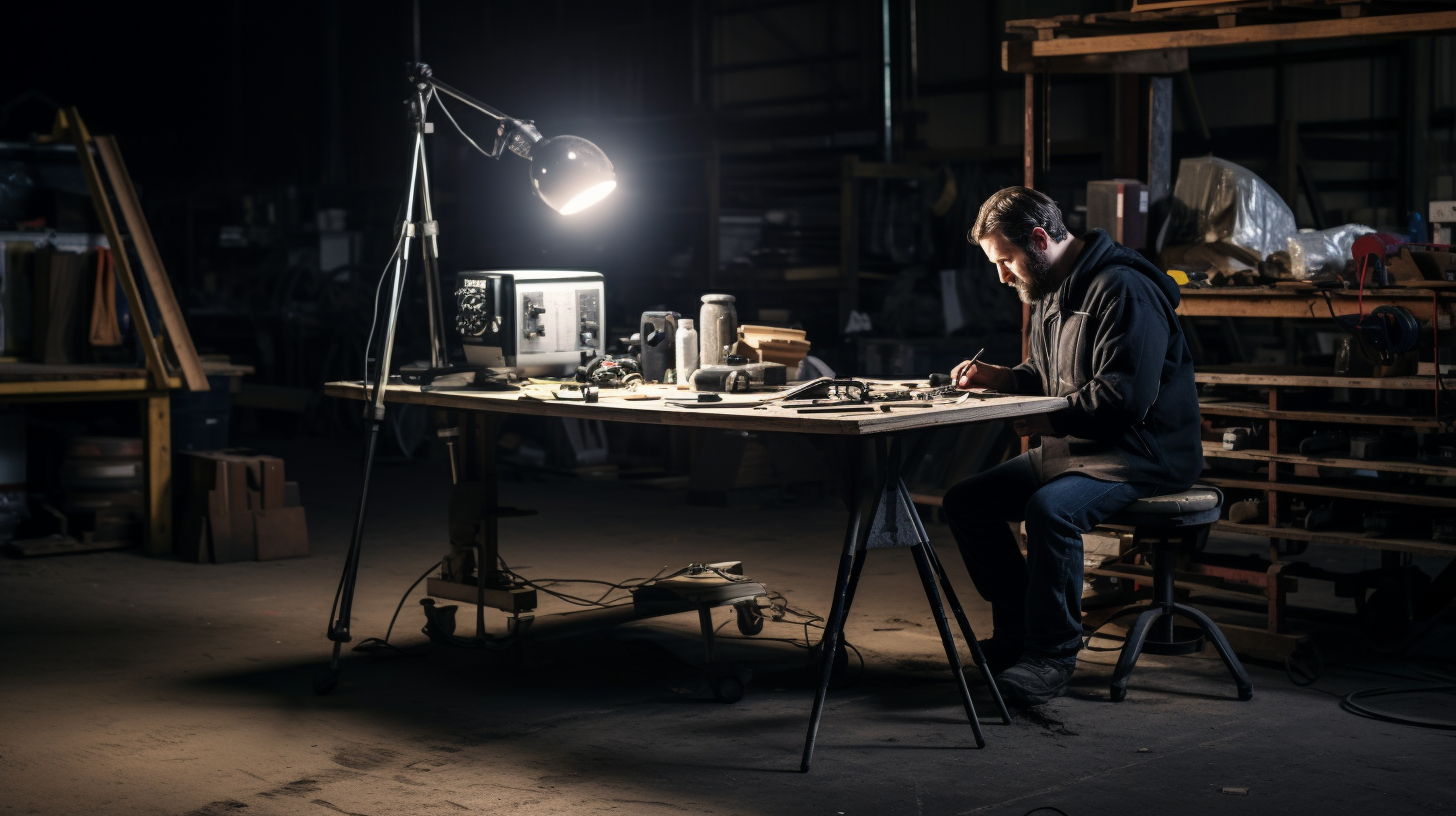 Photographer working with laptop on table