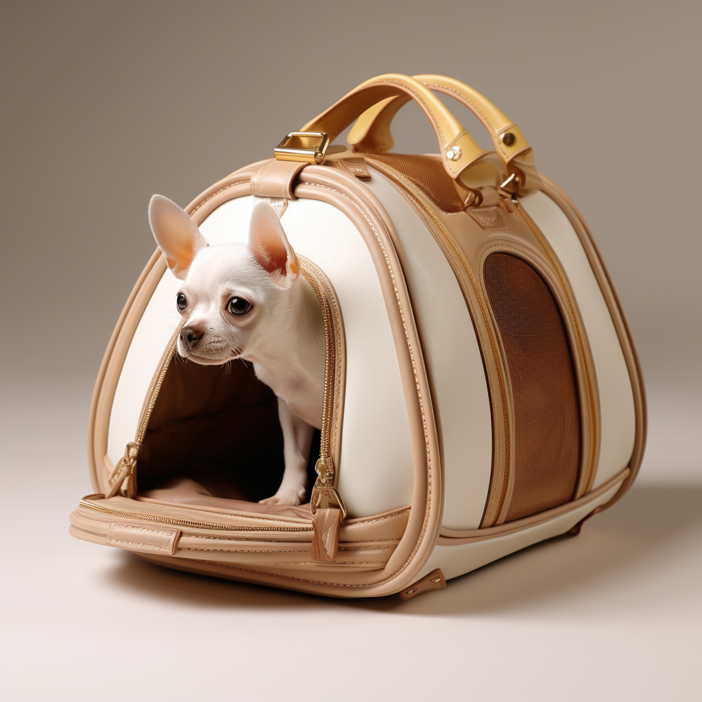 Stylish beige leather dog carrier