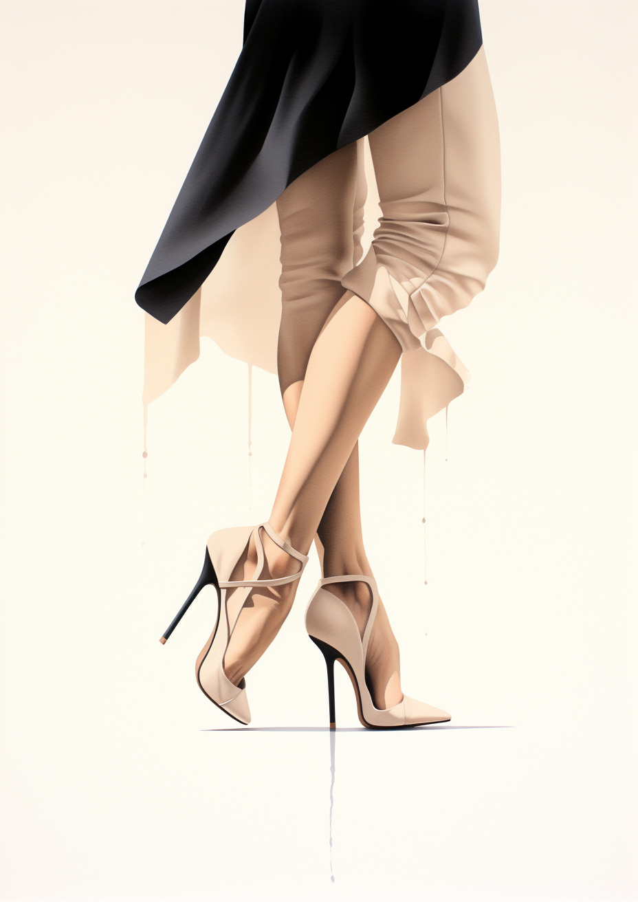 Beige stilettos fashion illustration on white background