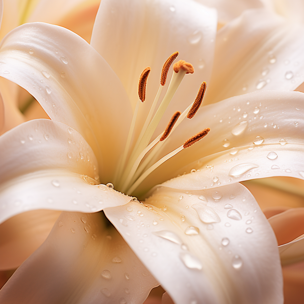 Beige Lily Close-up Petal Texture