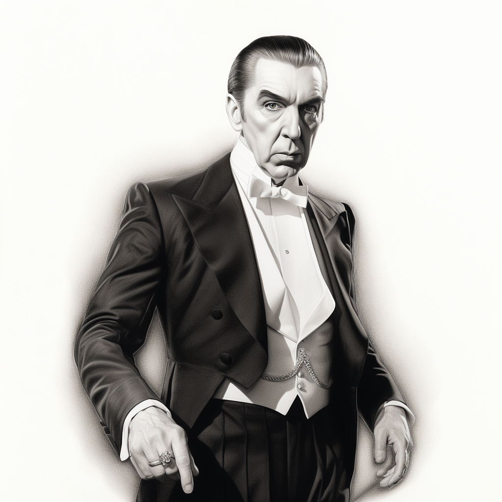 Bela Lugosi pencil drawing on white