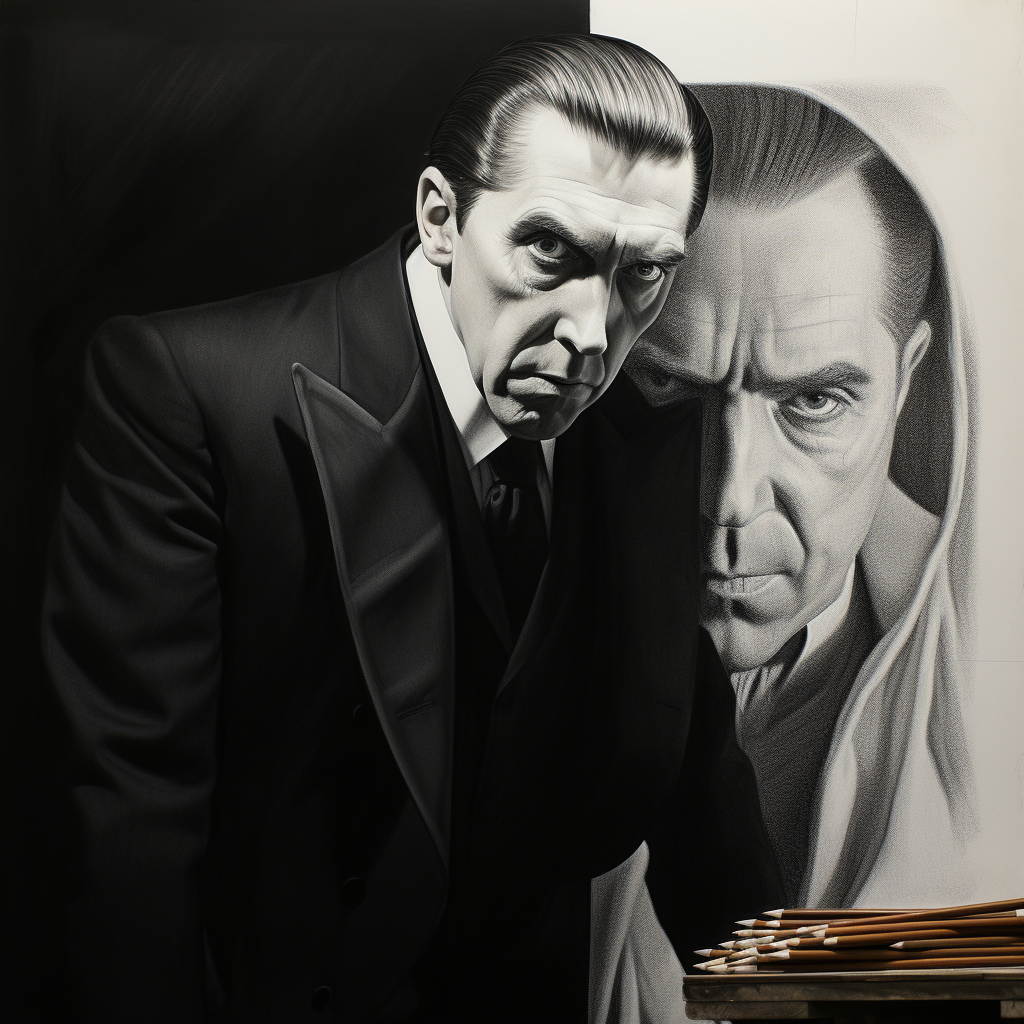 Bela Lugosi pencil artwork in black and white