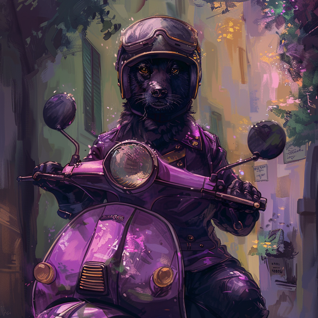 Belgian Shepherd on Purple Scooter