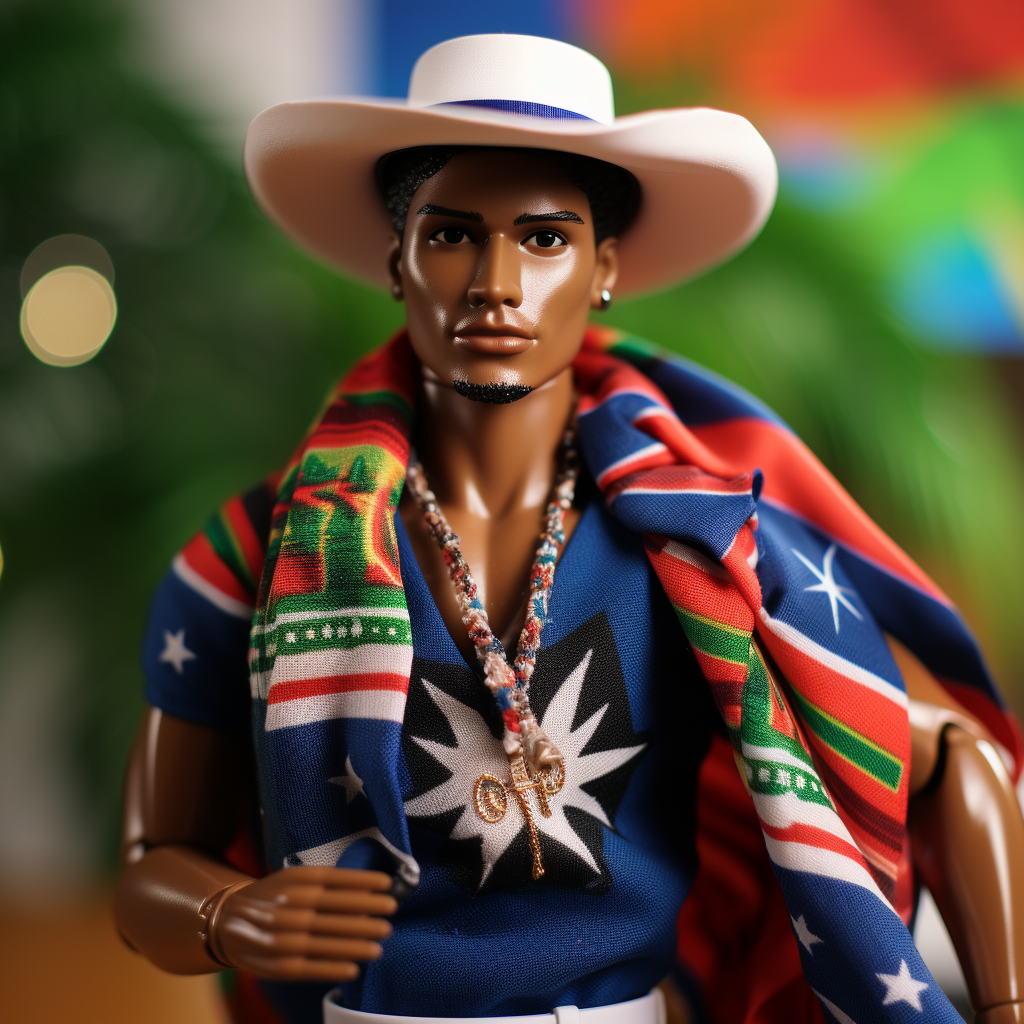 Belizean Mestizo Ken Doll with Belize Flag and Hat