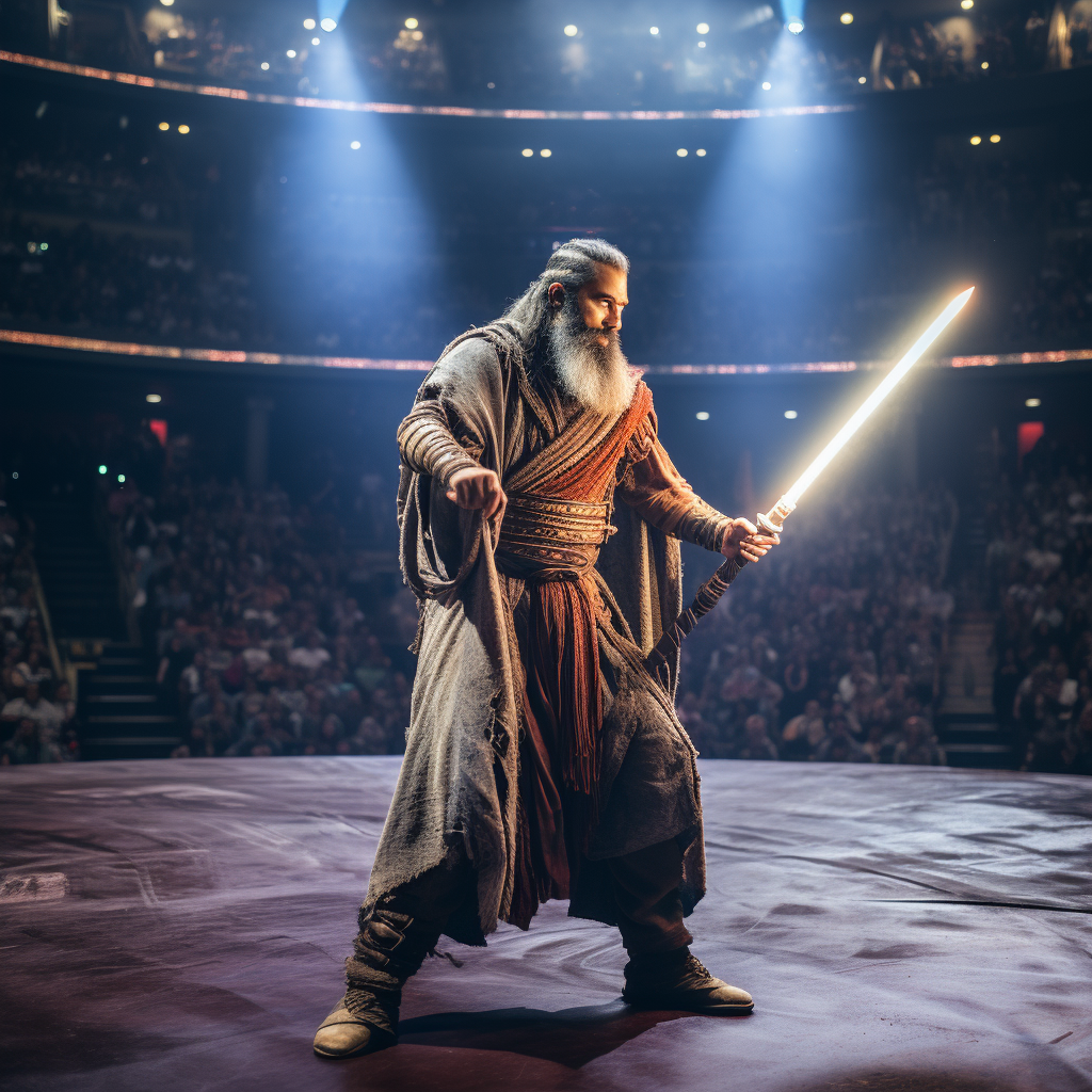 Ben Hur dominating Madison Square Garden with lightsabers