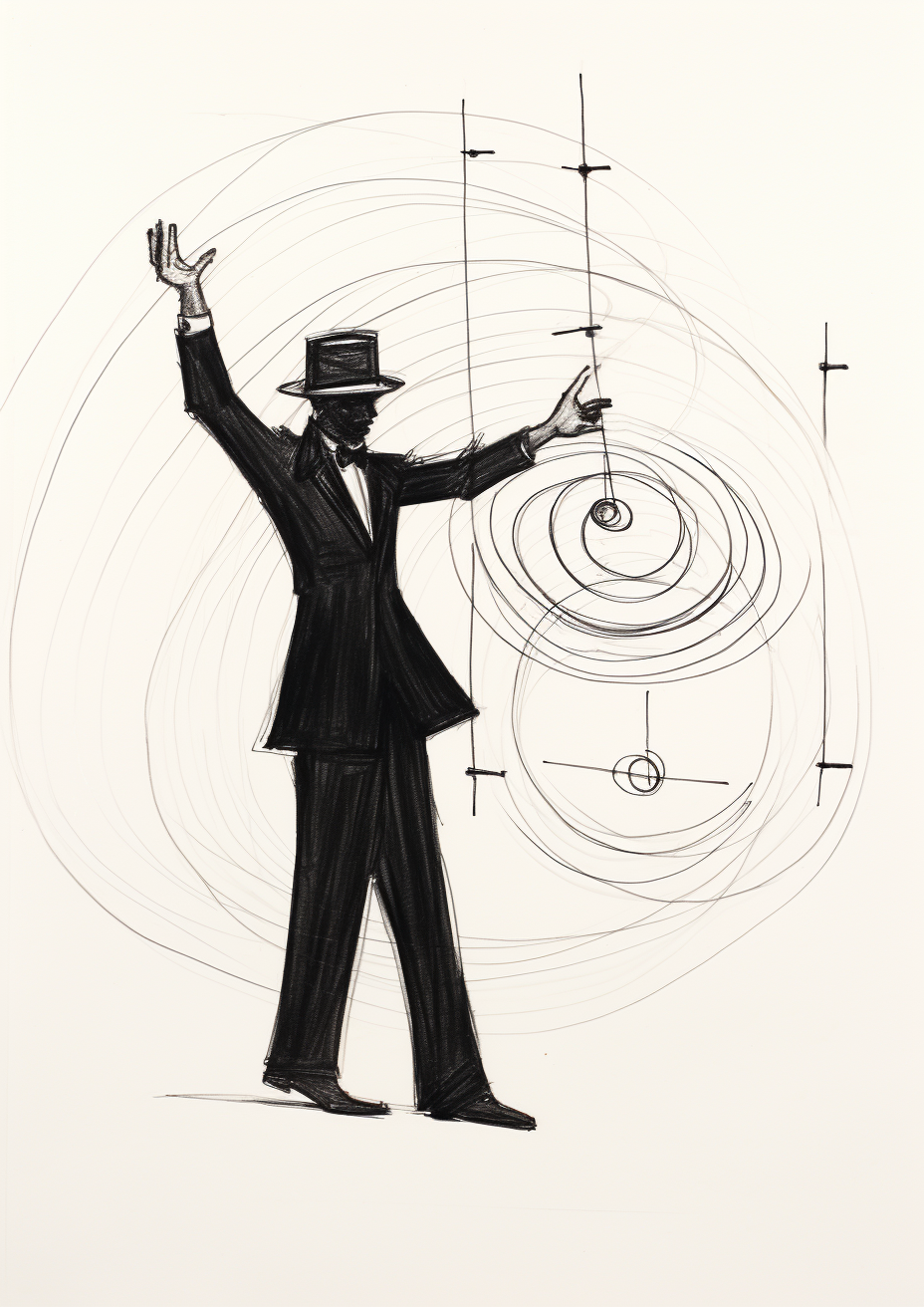 Sketch of a Bend Body Orchestra Conductor Reverence