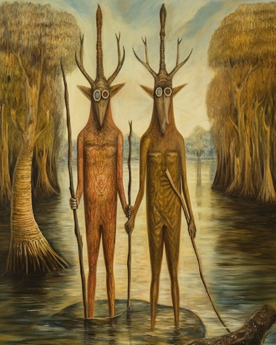 Ethereal forest spirits with graceful antlers