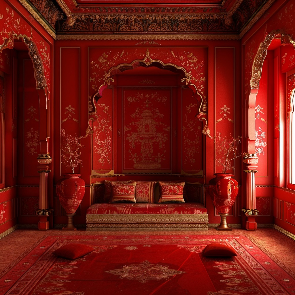 elegant bengali red room design