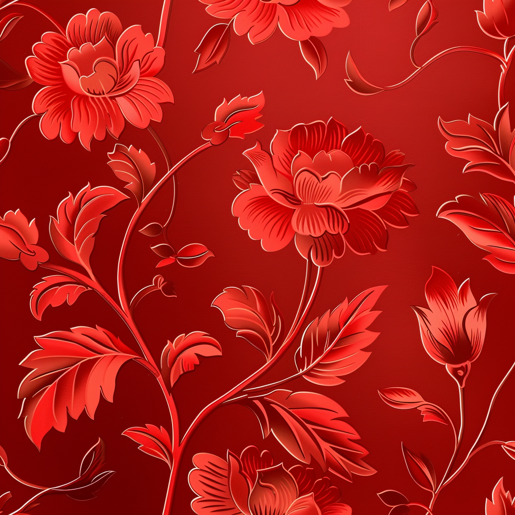 Red Bengali Wallpaper Pattern Design