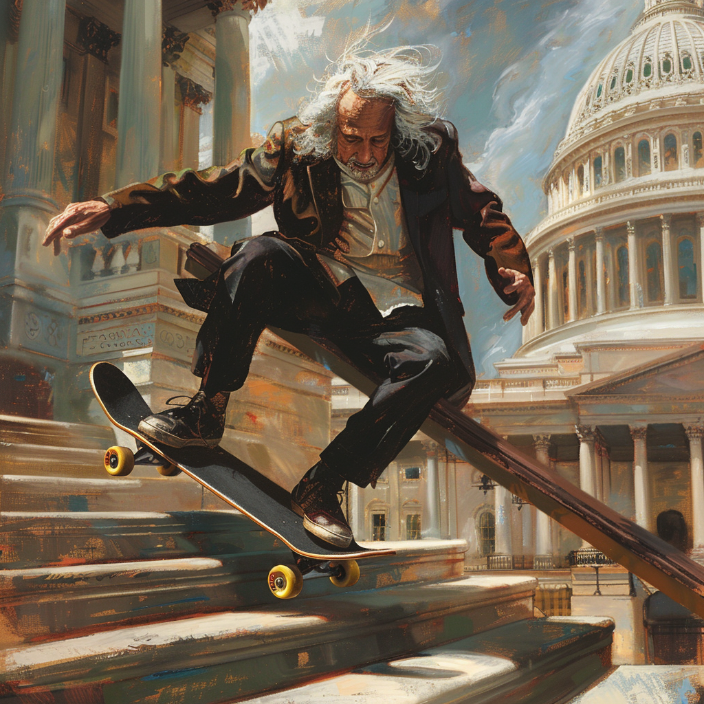 Benjamin Franklin Skateboarding Handrail Steps