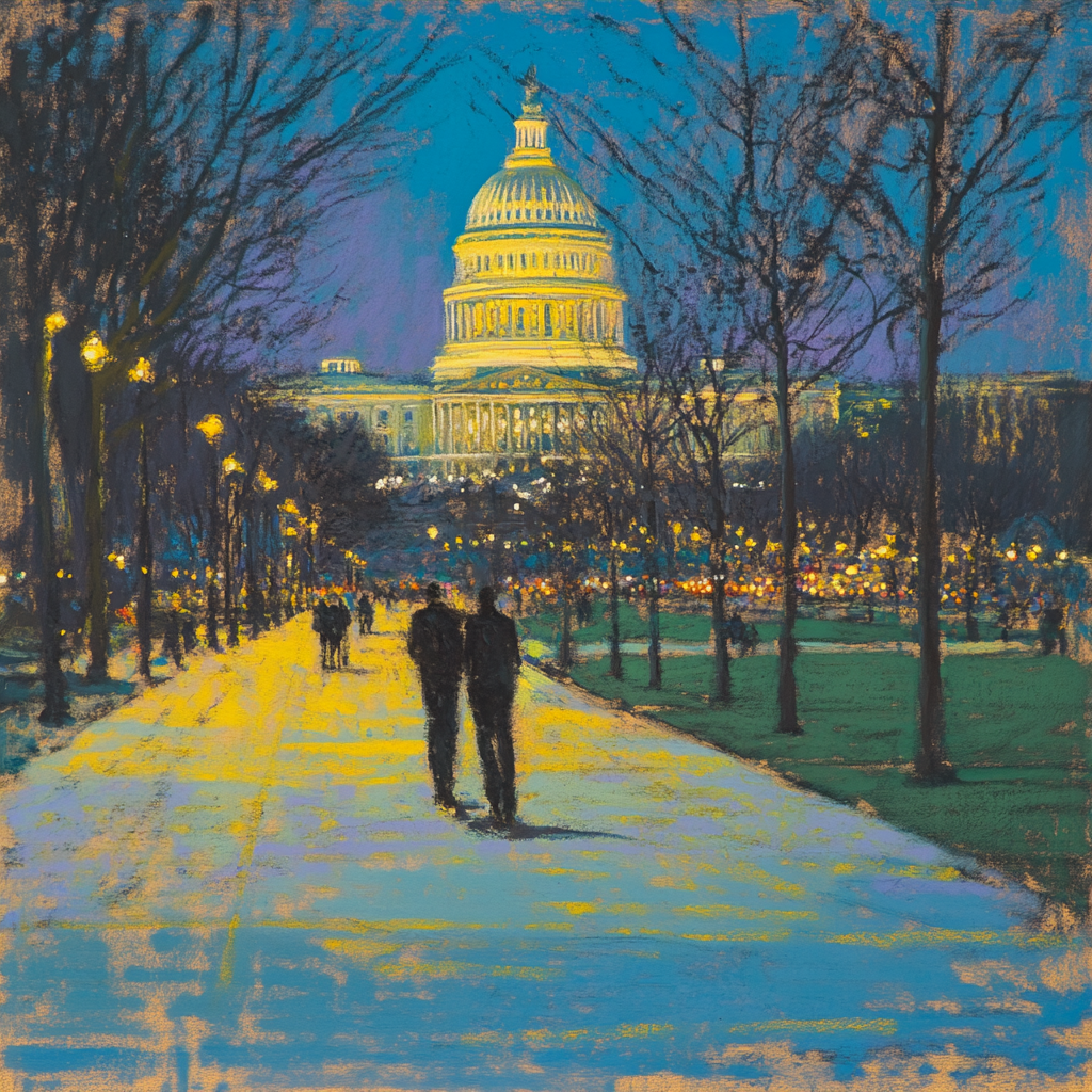 Frank Benson painting Washington DC scene